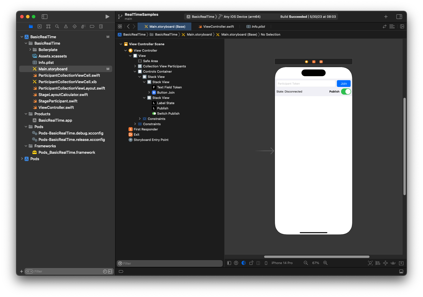 Use Main.storyboard to create an iOS view.