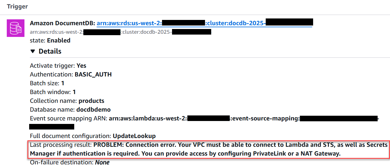 Lambda event source mapping details.