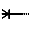An image of a line with a cross and fork at one end.
